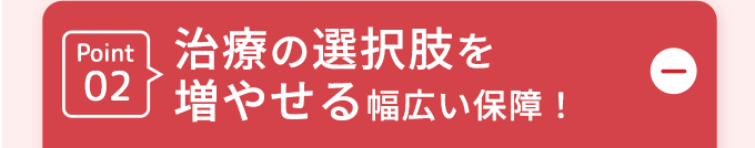 Point02治療の選択肢を増やせる幅広い保障!