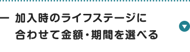 加入時のライフステージに
合わせて金額・期間を選べる