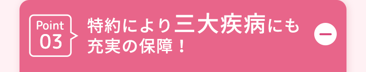 Point03
特約により三大疾病にも
充実の保障!