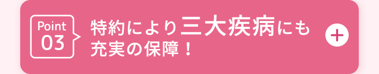 Point03
特約により三大疾病にも
充実の保障!