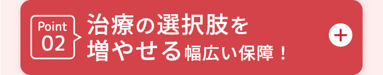 Point02治療の選択肢を増やせる幅広い保障!
