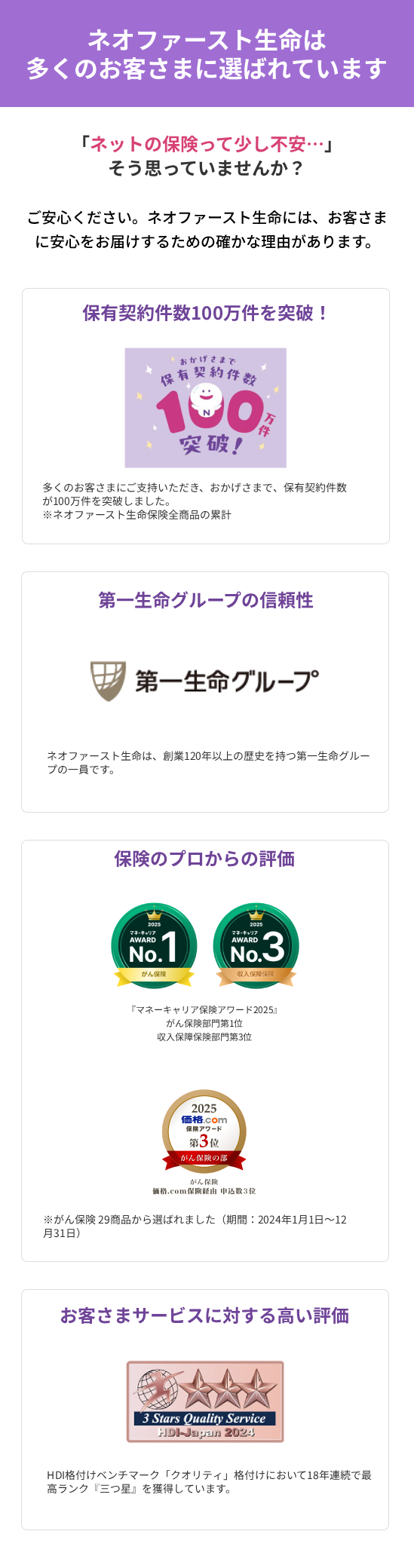 ネオファースト生命は
多くのお客さまに選ばれています