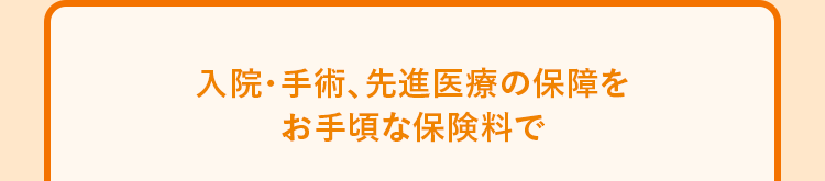入院・手術、 先進医療の保障を
お手頃な保険料で