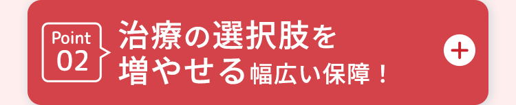 Point
治療の選択肢を
02 増やせる幅広い保障!
+